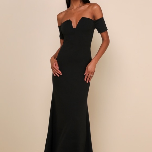 Lulus Lynne Black Off-the-shoulder Maxi Dress - Size L - Picture 1 of 2